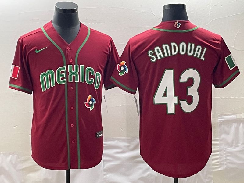 Men 2023 World Cub Mexico #43 Sandoual Red Nike MLB Jersey11->more jerseys->MLB Jersey